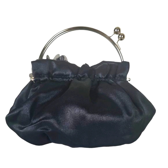 BLACK Sateen Pouf Evening Bag - Picture 3 of 7